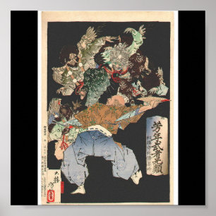 Samurai, aangevallen door Tengu, Circa 1883 Poster