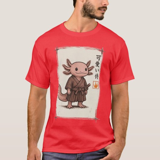 Samurai Aolotl Japanese Art Anime Funny Gifts Men  T-shirt (Voorkant)