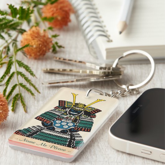 Samurai Armor Schuingyoroi japans klassiek tattoo Sleutelhanger (Voorkant Rechts)