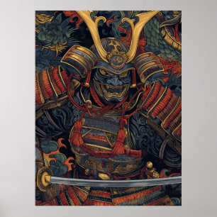 Samurai Art Poster - eenvoudige kunststijl geïnspi