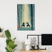 Samurai Bamboe Print Japanse Natuur Kunst (Blauw (Thuiskantoor)
