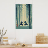 Samurai Bamboe Print Japanse Natuur Kunst (Blauw (Keuken)