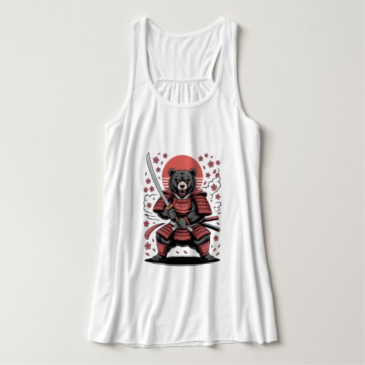 Samurai Bear Canvas Flowy Racerback Tank Top (Design voorkant)