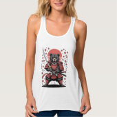 Samurai Bear Canvas Flowy Racerback Tank Top (Voorkant)