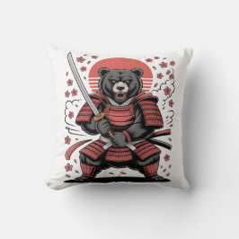 Samurai Bear Throw Pillow 16" x 16" Kussen