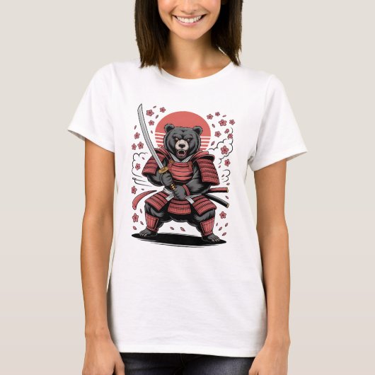 Samurai Bear  Womens Basic T-Shirt (Voorkant)