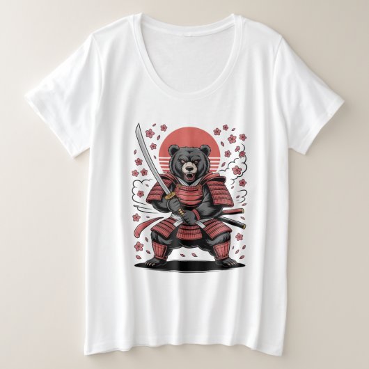 Samurai Bear Womens Plus Size T-Shirt (Design voorkant)