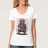 Samurai Bear  Womens V-Neck T-Shirt (Voorkant)