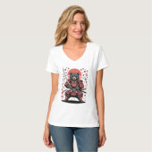 Samurai Beer Dames V-hals T-shirt (Voorkant volledig)