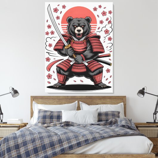 Samurai Beer Opgespannen Canvasprint Canvas Afdruk (Insitu (Slaapkamer))