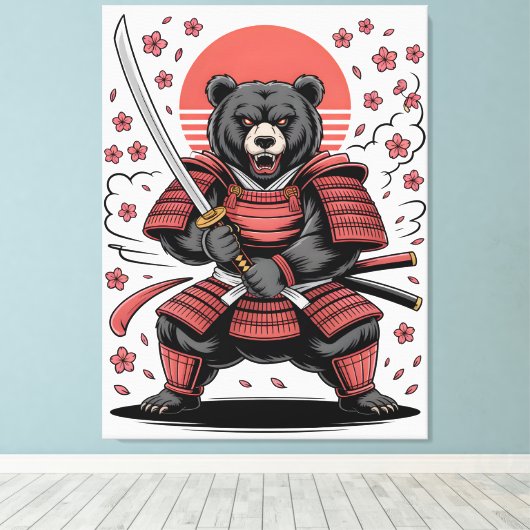 Samurai Beer Opgespannen Canvasprint Canvas Afdruk (Insitu (Houten vloer))