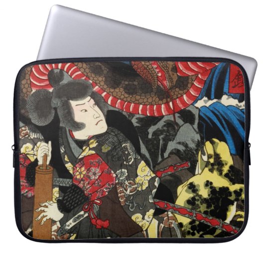 SAMURAI BESTRIJDT GIANT SNAKE TOAD LAPTOP SLEEVE (Voorkant)