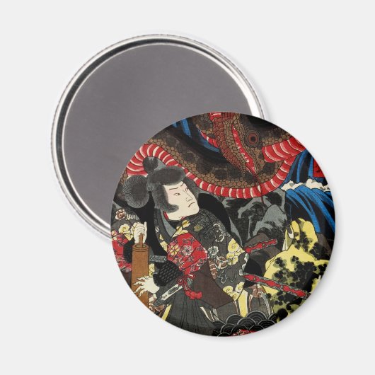 SAMURAI BESTRIJDT GIANT SNAKE TOAD MAGNEET (Voorkant / Achterkant)