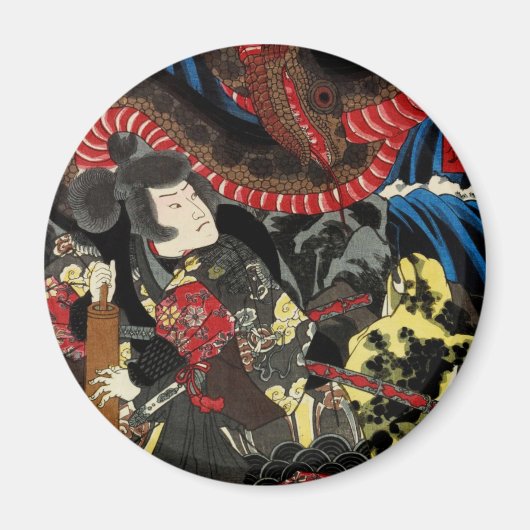 SAMURAI BESTRIJDT GIANT SNAKE TOAD MAGNEET (Voorkant)