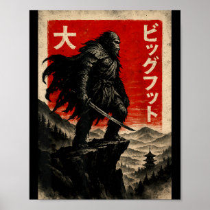 Samurai Bigfoot Grafische T-shirt Japanse Vintage Poster
