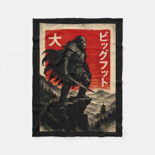 Samurai Bigfoot Graphic Tee Japanese Vintage  Fleece Deken (Voorkant)