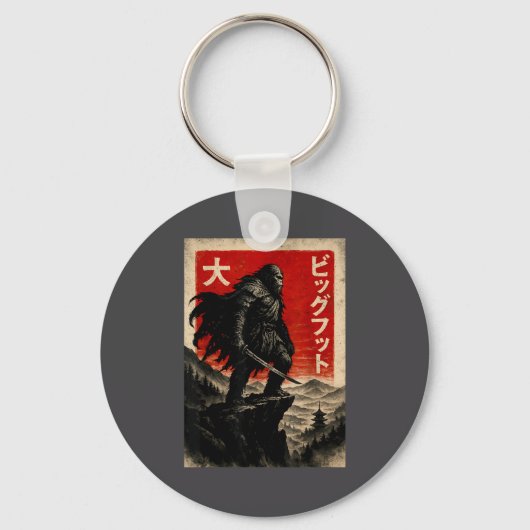 Samurai Bigfoot Graphic Tee Japanese Vintage  Sleutelhanger (Voorkant)