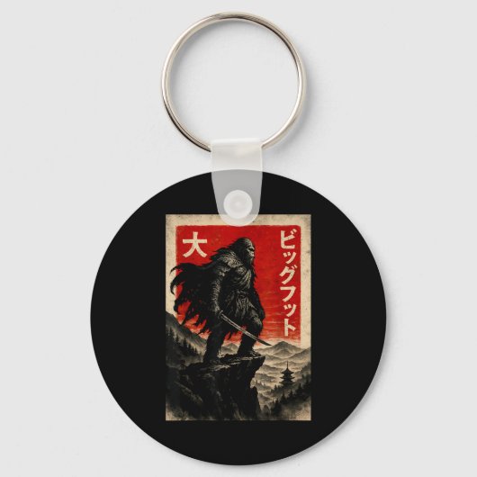 Samurai Bigfoot Graphic Tee Japanese Vintage  Sleutelhanger (Voorkant)