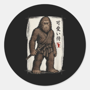 Samurai Bigfoot Japanese Art Anime Funny Mannen Vr Ronde Sticker