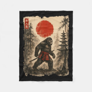 Samurai Bigfoot Japanese  Sasquatch Ukiyo-e Fleece Deken