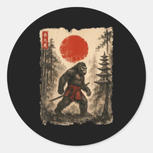 Samurai Bigfoot Japanese  Sasquatch Ukiyo-e Ronde Sticker