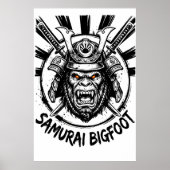 Samurai Bigfoot : Japanse krijger Sasquatch Kunst Poster (Voorkant)