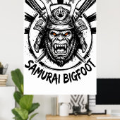 Samurai Bigfoot : Japanse krijger Sasquatch Kunst Poster (Thuiskantoor)