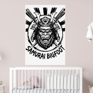 Samurai Bigfoot : Japanse krijger Sasquatch Kunst Poster