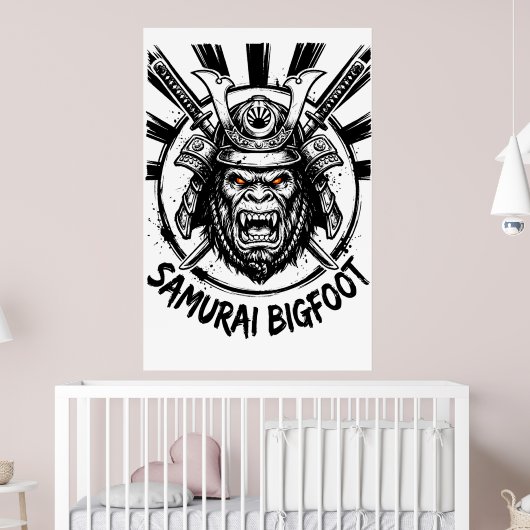 Samurai Bigfoot : Japanse krijger Sasquatch Kunst Poster (Kinderkamer 2)