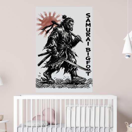 Samurai Bigfoot : Japanse krijger Sasquatch Kunst Poster (Kinderkamer 2)