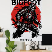 Samurai Bigfoot : Japanse krijger Sasquatch Kunst Poster (Thuiskantoor)