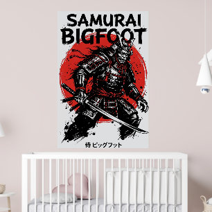 Samurai Bigfoot : Japanse krijger Sasquatch Kunst Poster