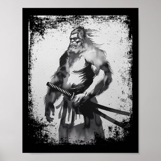 Samurai Bigfoot Japanse kunst Anime Poster (Voorkant)
