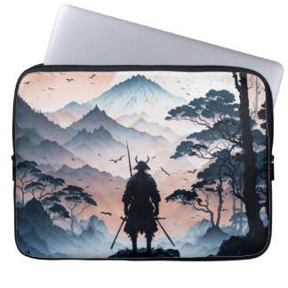 Samurai bij zonsondergang laptop sleeve