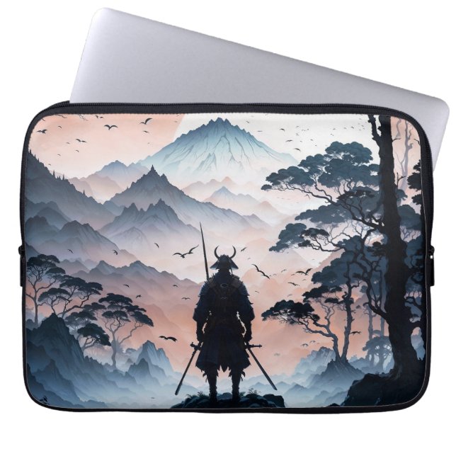 Samurai bij zonsondergang laptop sleeve (Voorkant)