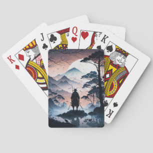 Samurai bij zonsondergang pokerkaarten