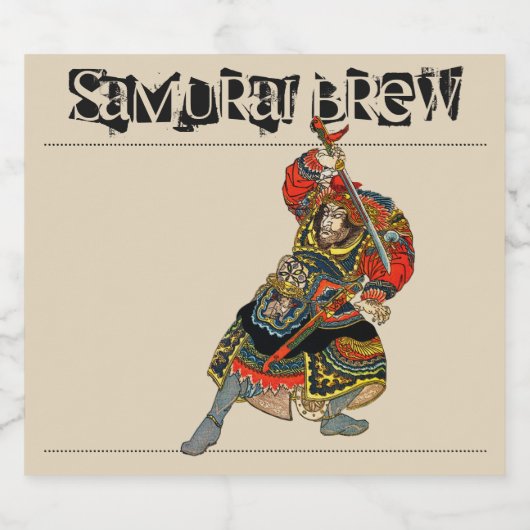 Samurai Brew bier flesetiket Bier Etiket (Enkel label)