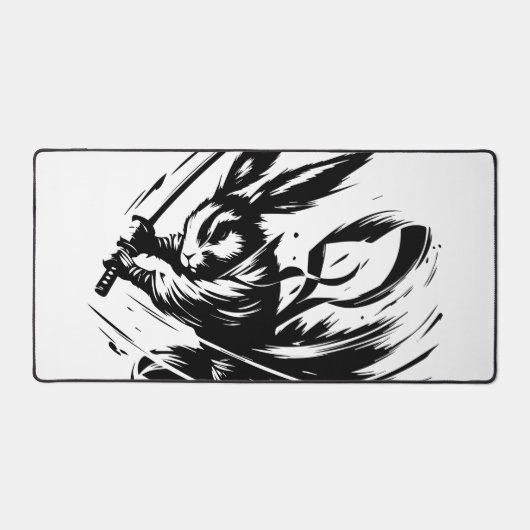 Samurai Bunny Black Ink Warrior Rabbit Bureaumat (Voorkant)