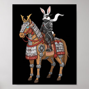 Samurai Bunny Ninja Konijn Cyber Paard Japanse Ar Poster