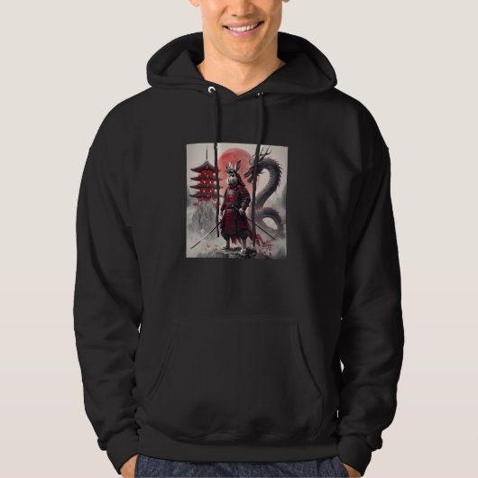 Samurai Bunny Rabbit Warrior Japanese Rabbit Ninja Hoodie (Voorkant)
