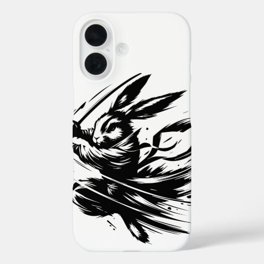 Samurai Bunny Zwarte Inkt Krijger Konijn Case-Mate iPhone Case (Achterkant)