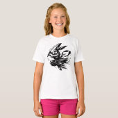 Samurai Bunny Zwarte Inkt Krijger Konijn T-shirt (Voorkant volledig)