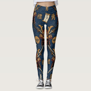 Samurai Bushido Code Deugden Naadloos Patroon Leggings