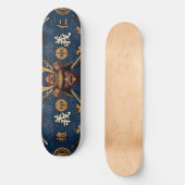 Samurai Bushido Code Deugden Naadloos Patroon Persoonlijk Skateboard (Voorkant)