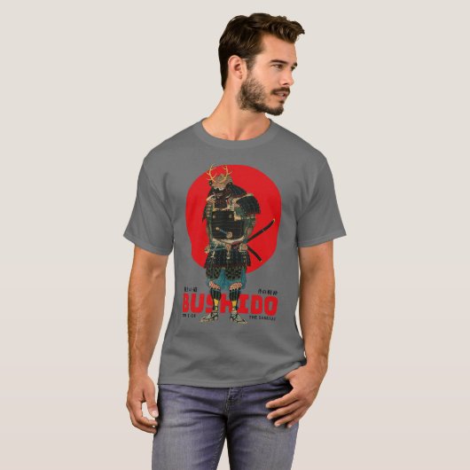 Samurai BUSHIDO Japanese Warrior T-shirt (Voorkant volledig)