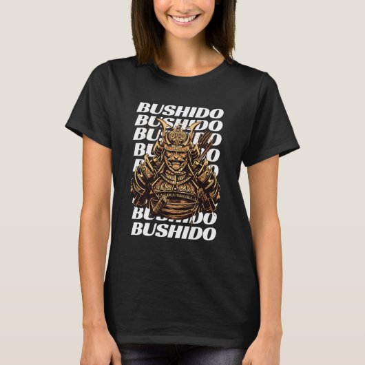 Samurai Bushido Vrouwen Zwart T-shirt (Voorkant)