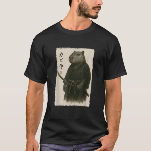 Samurai Capybara Grappige Japanse grafische kunst T-shirt (Voorkant)