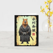 Samurai Capybara Japanese Art Vintage Graphic Funn Kaart (Gele Bloem)