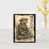 Samurai Capybara Japanese Art Vintage Graphic Funn Kaart (Gele Bloem)