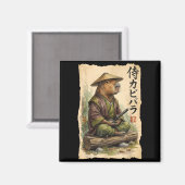 Samurai Capybara Japanese Art Vintage Graphic Funn Magneet (Voorkant / Achterkant)